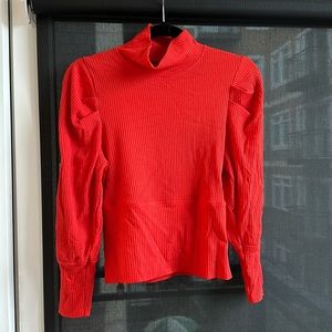 Red/Orange Free People Mock Neck Top